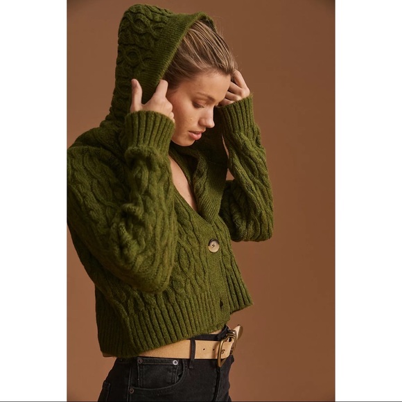 Anthropologie Hooded Cable Knit Two Piece Sweater Set XS - Picture 7 of 16
